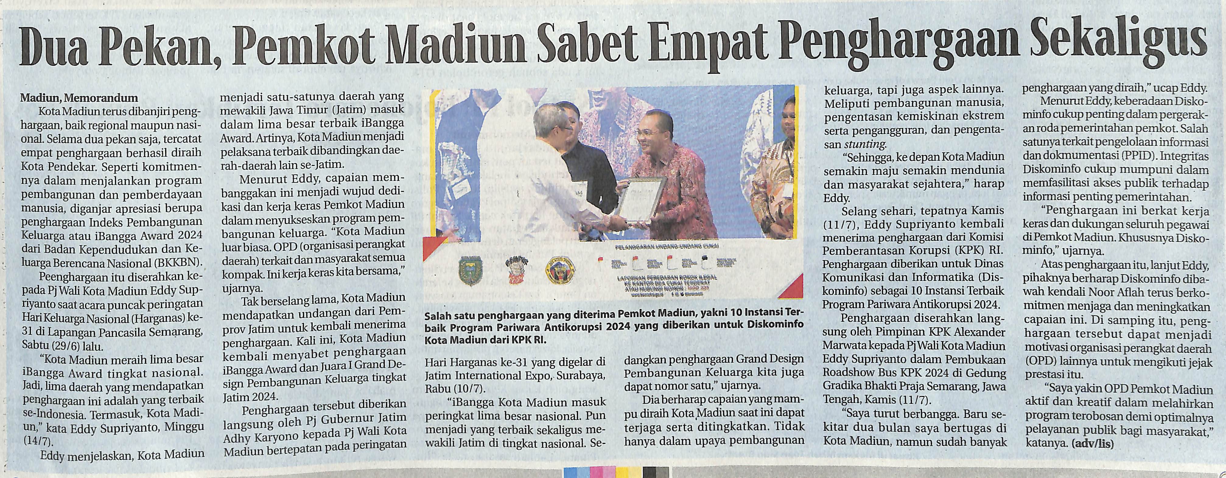 Dua Pekan, Pemkot Madiun Sabet Empat Penghargaan Sekaligus