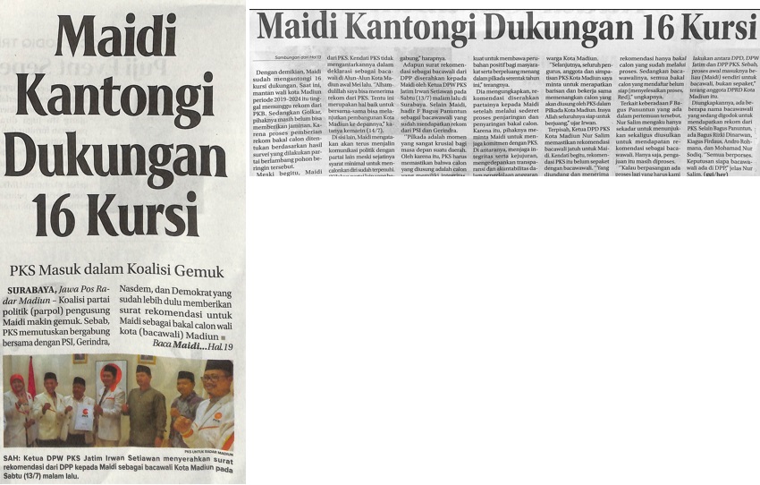 Maidi Kantongi Dukungan 16 Kursi, PKS Masuk dalam Koalisi Gemuk
