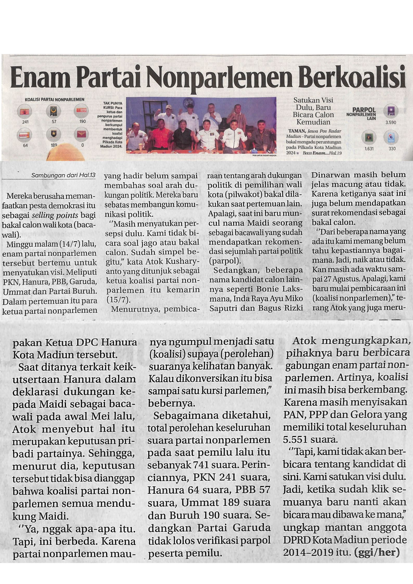 Enam Partai Nonparlemen Berkoalisi