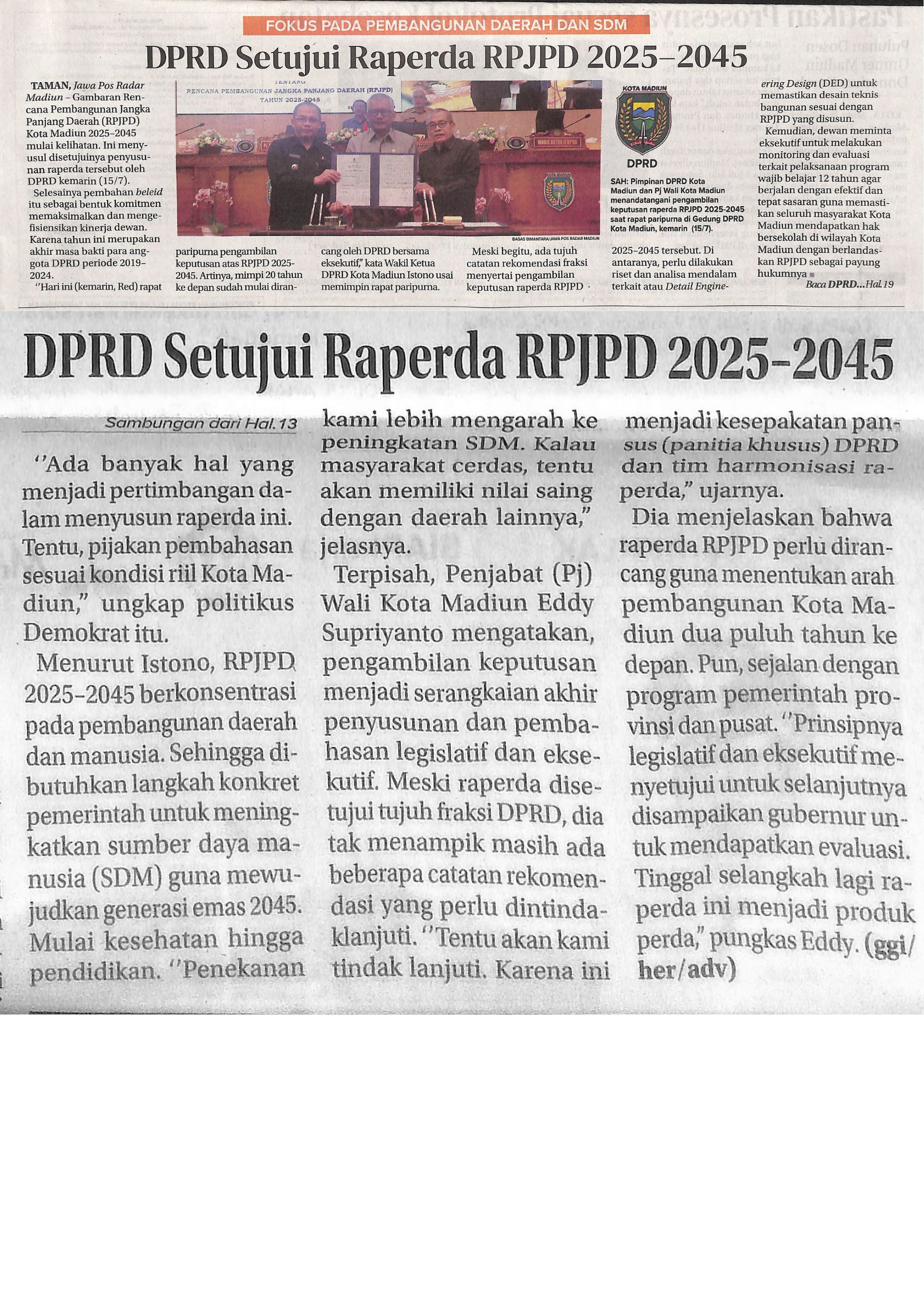 DPRD Setujui Raperda RPJPD 2025-2045