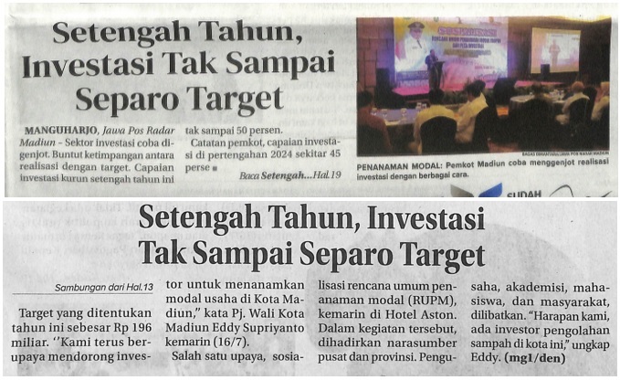 Setengah Tahun, Investasi Tak Sampai Separo Target