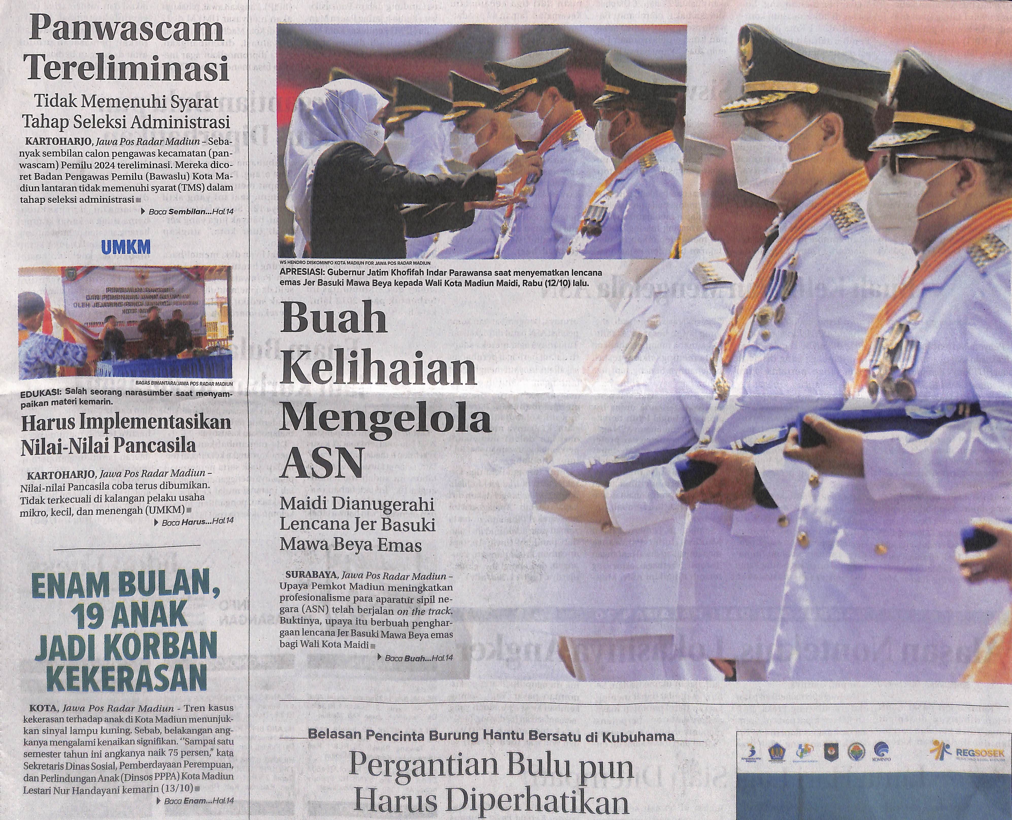 Buah Kelihaian Mengelola ASN, Maidi Dianugerahi Lencana Jer Basuki Mawa Beya Emas