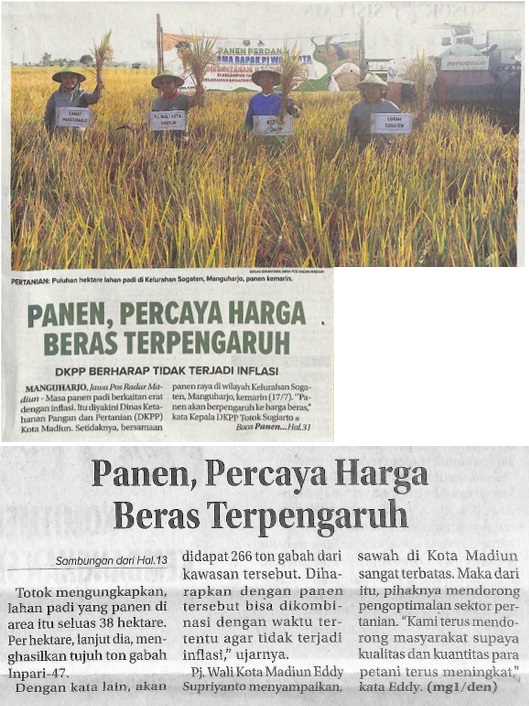 Panen, Percaya Harga Beras Terpengaruh, DKPP Berharap Tidak Terjadi Inflasi