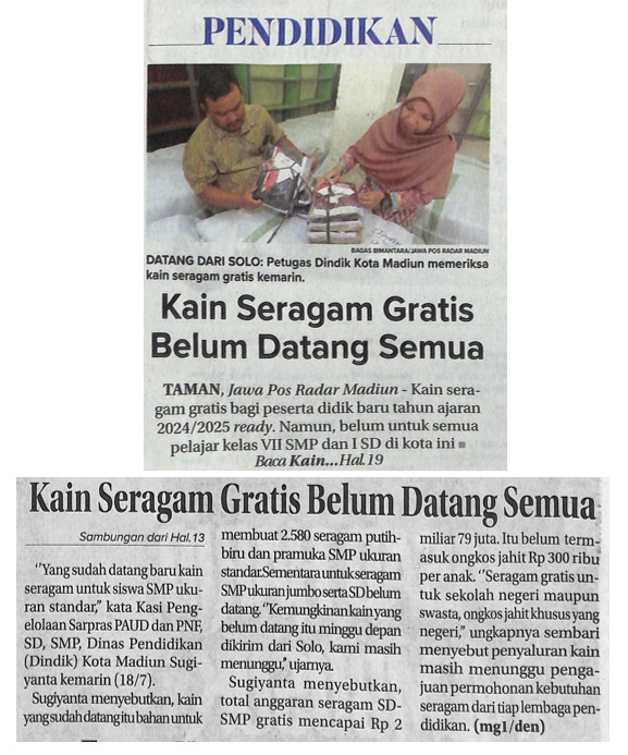 Kain Seragam Gratis Belum Datang Semua