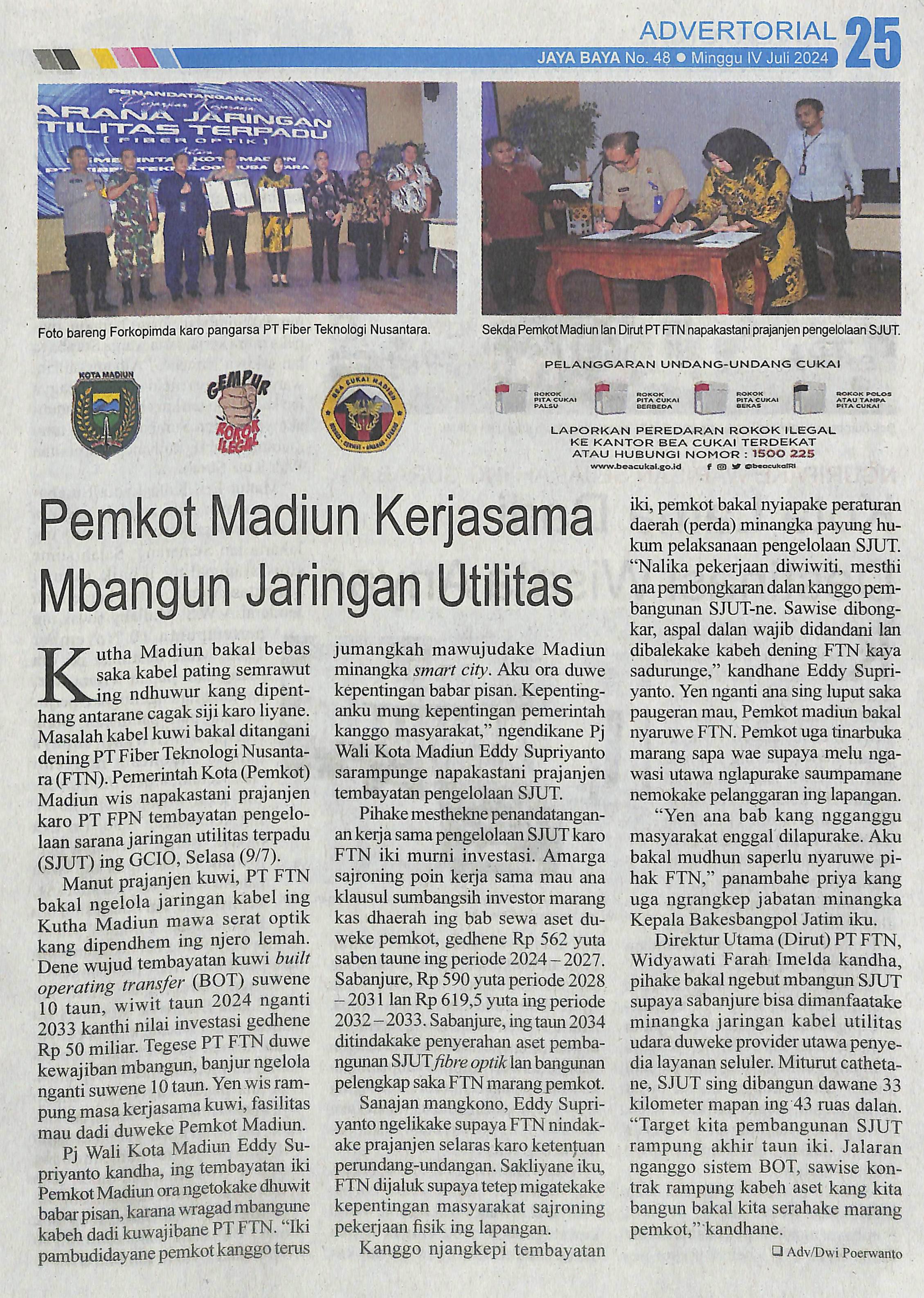 Pemkot Madiun Kerjasama Mbangun Jaringan Utilitas
