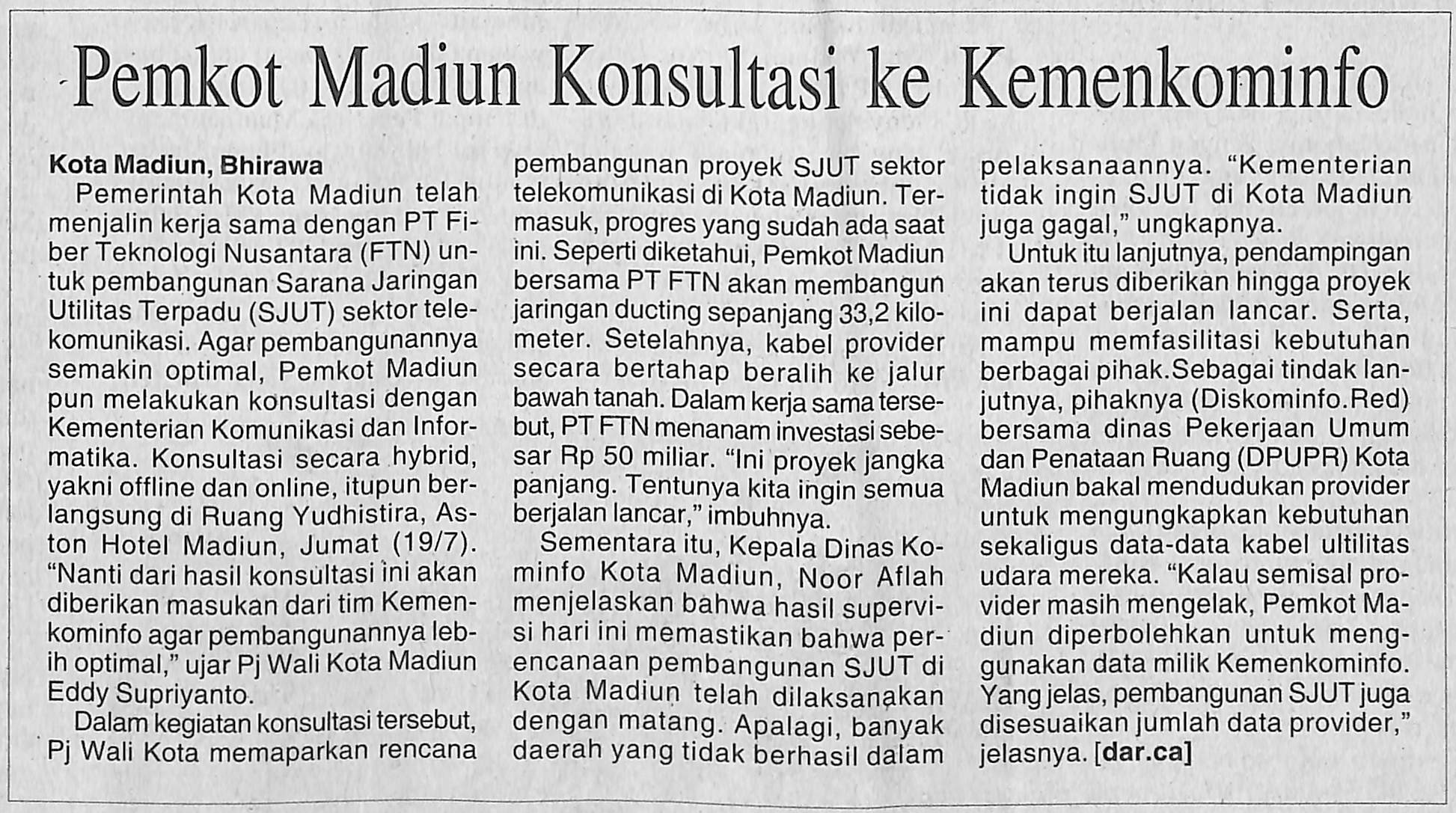 Pemkot Madiun Konsultasi ke Kemenkominfo