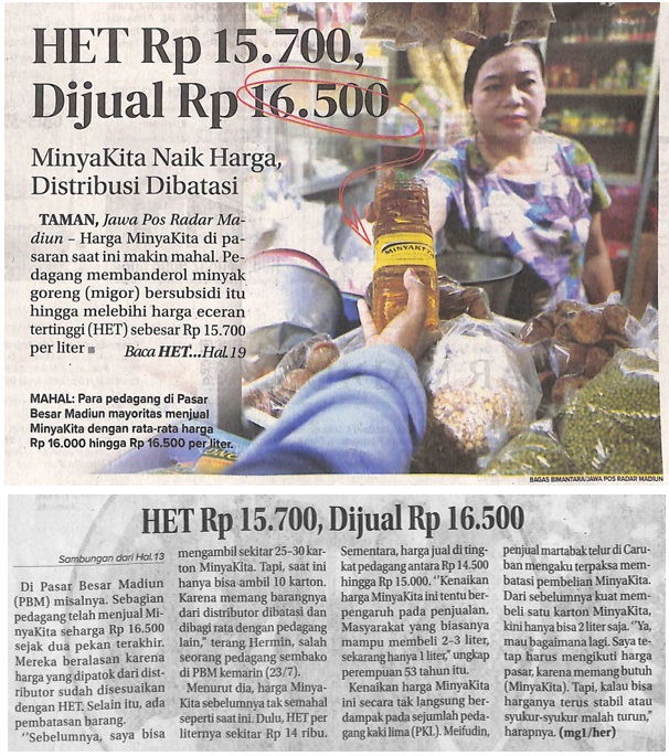HET Rp 15.700 Dijual Rp 16.500, MinyaKita Naik Harga, Distribusi Dibatasi