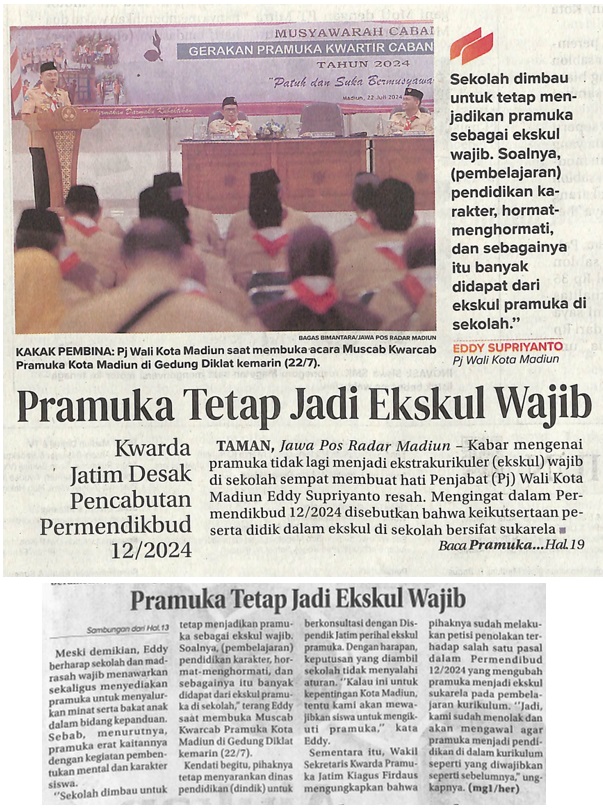 Pramuka Tetap Jadi Ekskul Wajib, Kwarda Jatim Desak Pencabutan Permendikbud 12/2024