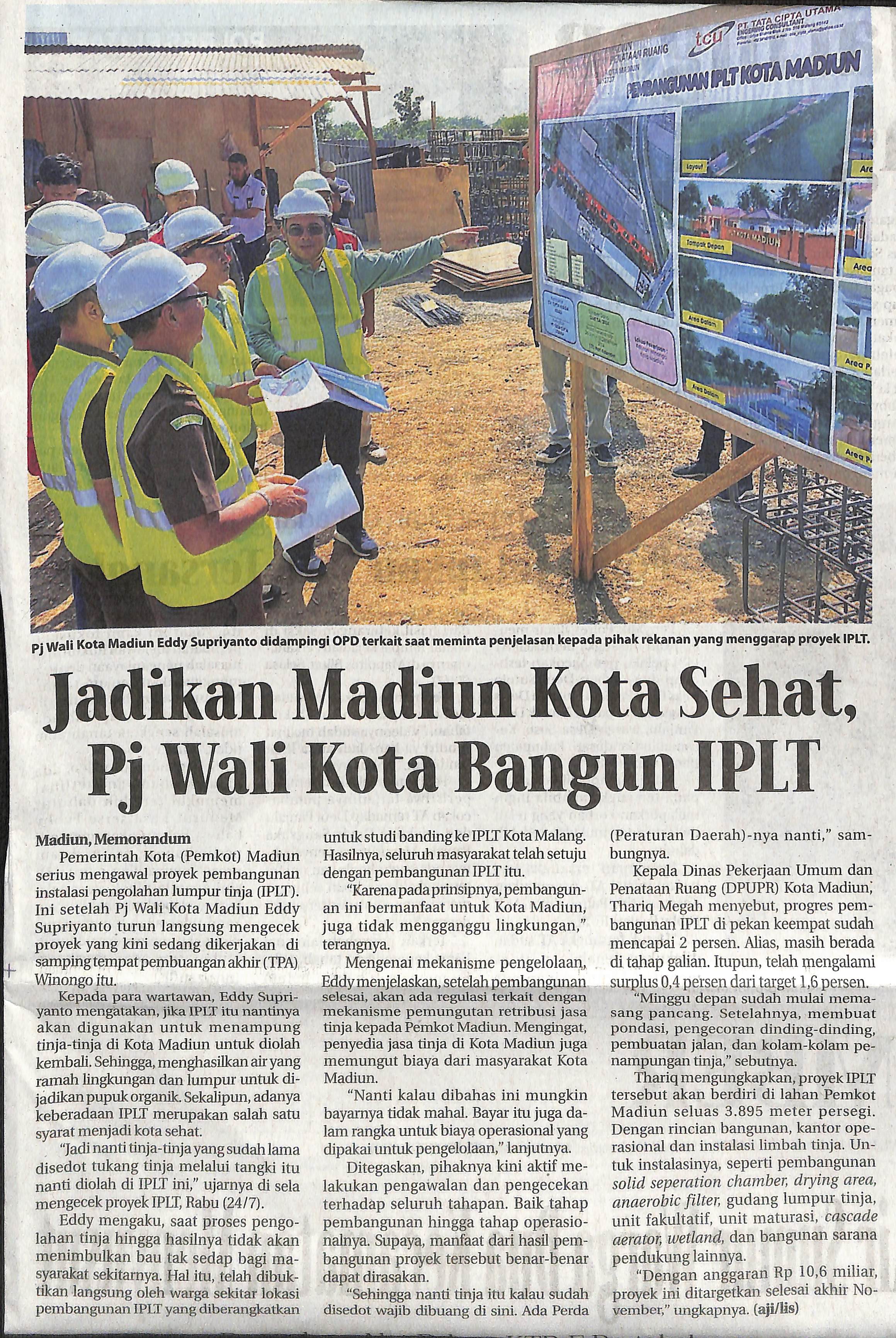 Jadikan Madiun Kota Sehat, Pj Wali Kota Bangun IPLT