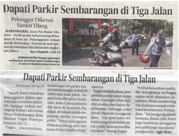 Dapati Parkir Sembarangan di Tiga Jalan, Pelanggar Dikenai Sanksi Tilang