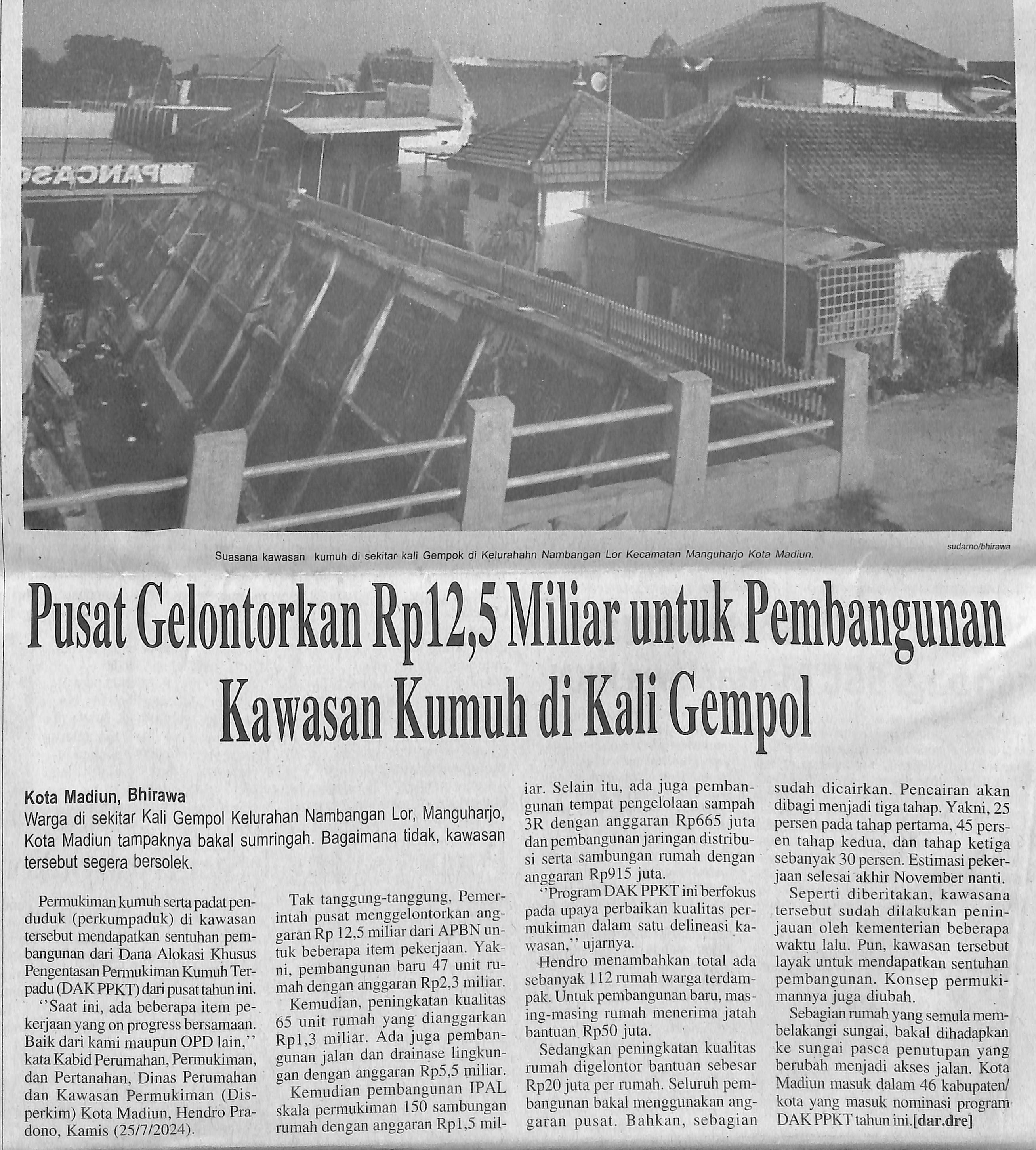 Pusat Gelontorkan Rp 12,5 Miliar untuk Pembangunan Kawasan Kumuh di Kali Gempol