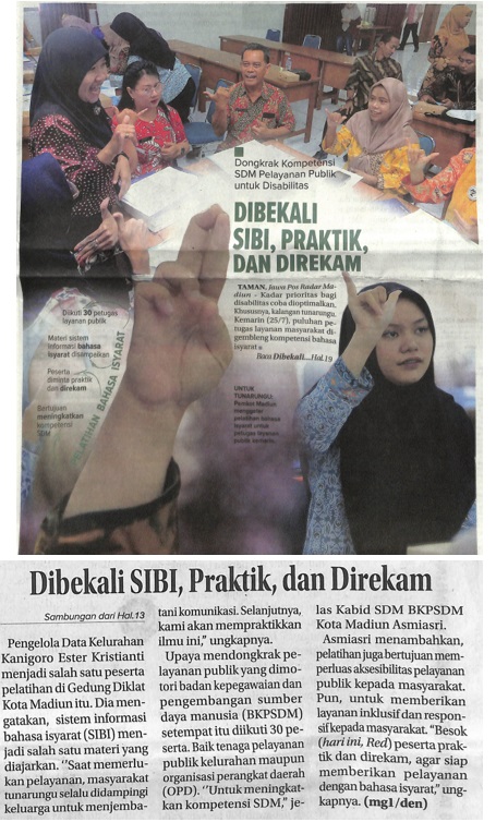 Dongkrak Kompetensi SDM Pelayanan Publik untuk Disabilitas, Dibekali SIBI, Praktik, dan Direkam