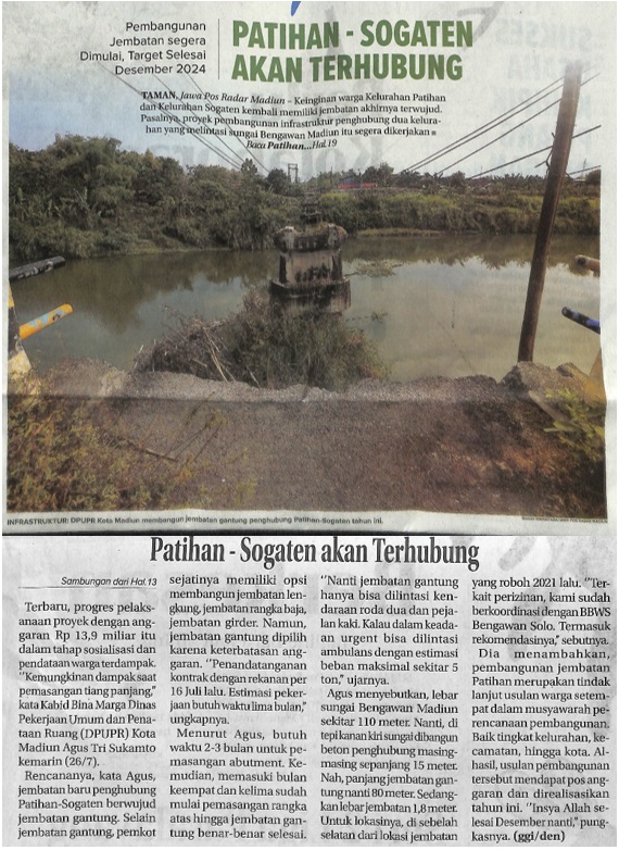 Patihan - Soganten akan terhubung, Pembangunan Jembatan Segera Dimulai, Target Selesai Desember 2024
