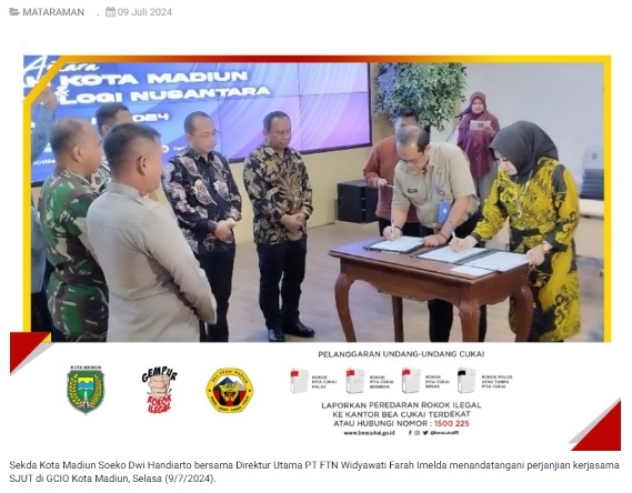 Pemkot Madiun dan PT FTN Tandatangani Perjanjian Kerja Sama Sarana Jaringan Utilitas Terpadu
