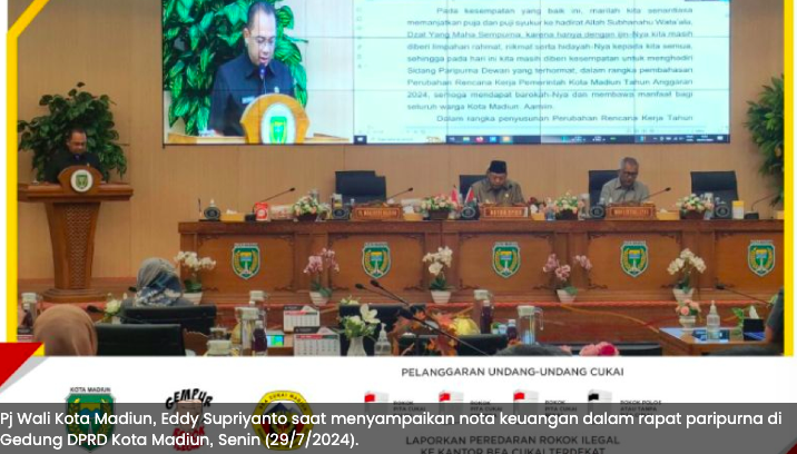 Pj Wali Kota Madiun Sampaikan Nota Keuangan P-APBD 2024