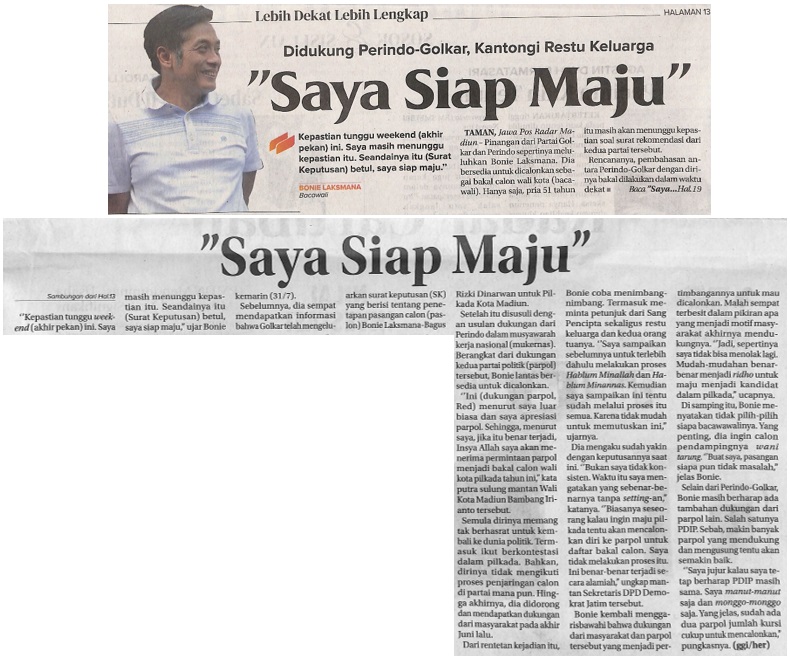 Didukung Perindo-Gokar, Kantongi Restu Keluarga, Saya Siap Maju