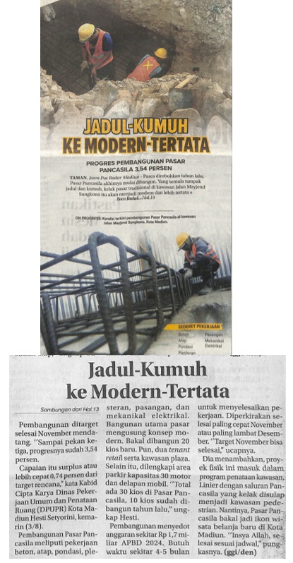 Jadul - Kumuh, Ke Modern - Tertata, Progres Pembangunan Pasar Pancasila 3,54 Persen