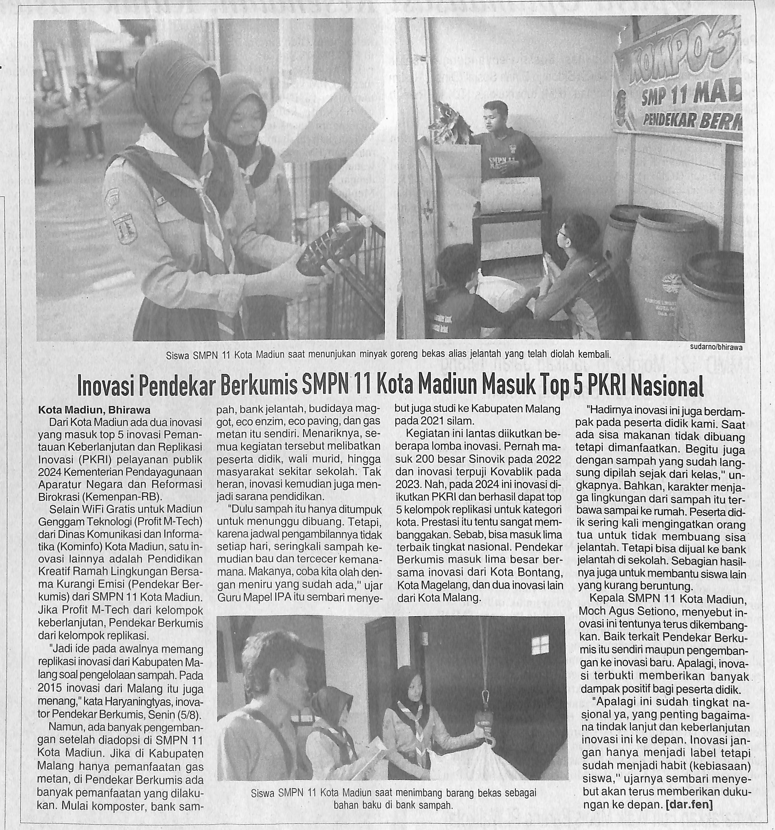 Inovasi Pendekar Berkumis SMPN 11 Kota Madiun Masuk Top 5 PKRI Nasional
