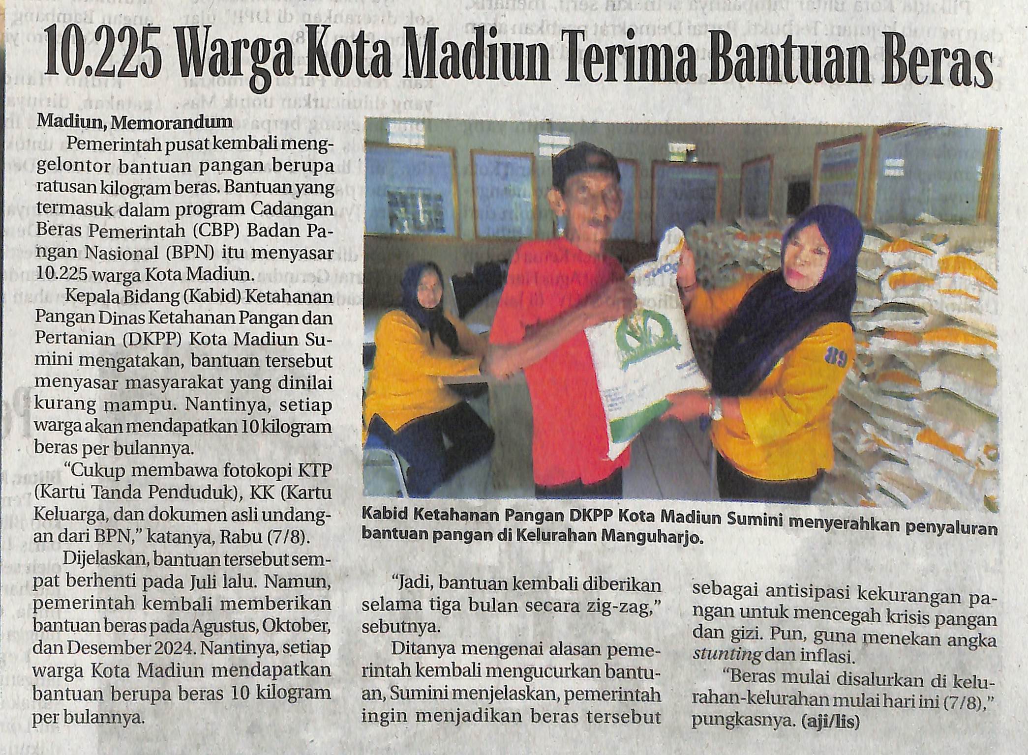 10.225 Warga Kota Madiun Terima Bantuan Beras