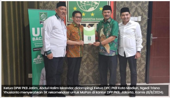 Setelah PKS, Giliran PKB Berikan Rekom Untuk MaPan Maju Pilkada Kota Madiun