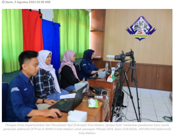 Disdukcapil Madiun jemput bola rekam KTP pemilih pemula di sekolah