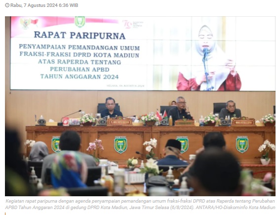 DPRD Madiun percepat pengesahan Raperda Perubahan APBD 2024