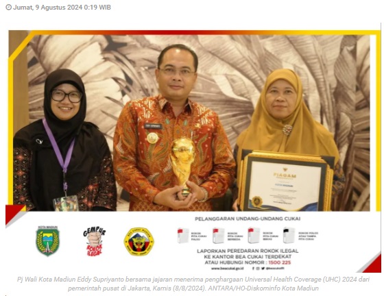 Kota Madiun raih penghargaan Universal Health Coverage 2024