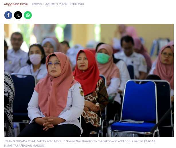 ASN Diingatkan untuk Netral di Pilkada, Sekda Kota Madiun: Teman-Teman Sudah Paham