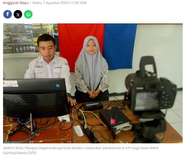 Jemput Bola Lakukan Perekaman E-KTP di Sekolah, Dispendukcapil Kota Madiun Dapati Momen Unik Ini