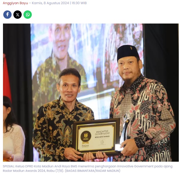 RADAR MADIUN AWARDS 2024 | Lima Tahun, DPRD Kota Madiun Hasilkan Puluhan Raperda Inisiatif
