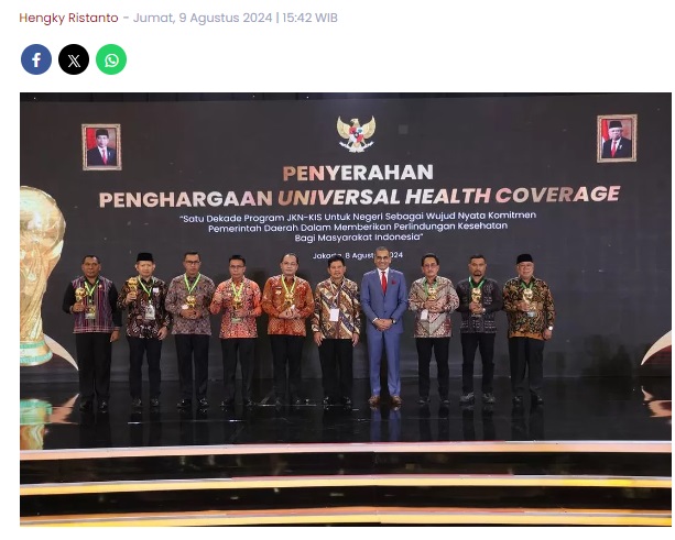 Cakupan Kepesertaan Program JKN Capai 100 Persen, Pemkot Madiun Raih Penghargaan UHC 2024