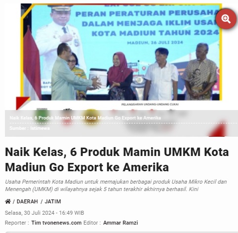 Naik Kelas, 6 Produk Mamin UMKM Kota Madiun Go Export ke Amerika