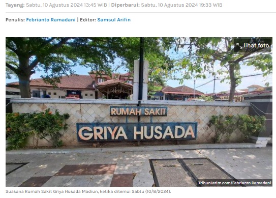 Rumah Sakit Griya Husada Madiun Angkat Bicara, Tak Pernah Tangani Pasien Korban Human Trafficking