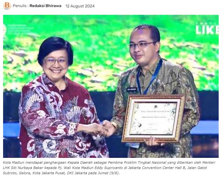Kota Madiun Borong 12 Penghargaan Proklim dari Kementerian LHK