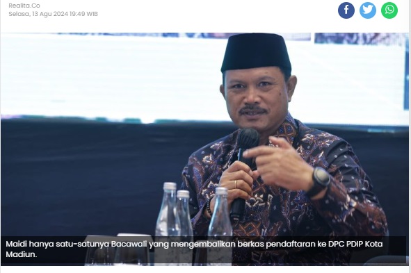 Rekom PDIP Belum Jelas, Padahal Hanya Maidi yang Mendaftar Bacawali Madiun