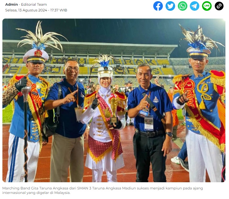 SMAN 3 Taruna Angkasa Madiun Raih Prestasi Gemilang Tingkat Internasional di Malaysia