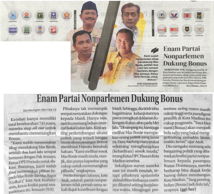 Enam Partai Nonparlemen Dukung Bonus