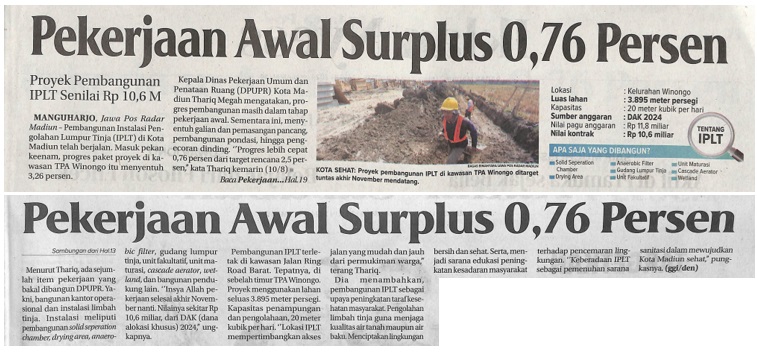 Pekerjaan Awal Surplus 0,76 Persen, Proyek Pembangunan IPLT Senilai Rp 10,6 M