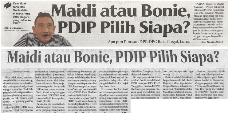 Maidi atau Bonie, PDIP Pilih SIapa, Apa pun Putusan DPP, DPC Bakal Tegak Lurus