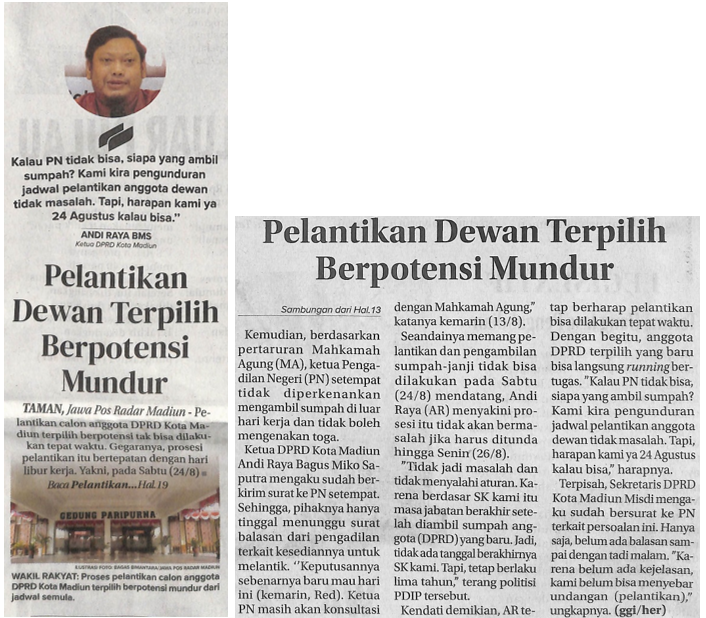 Pelantikan Dewan Terpilih Berpotensi Mundur