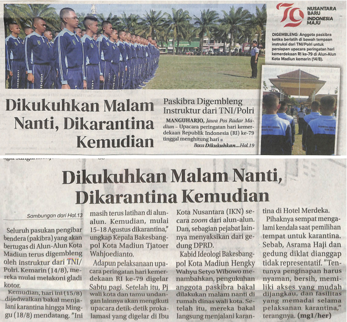 Dikukuhkan Malam Nanti, Dikarantina Kemudian, Paskibra Digembleng Instruktur dari TNI/Polri