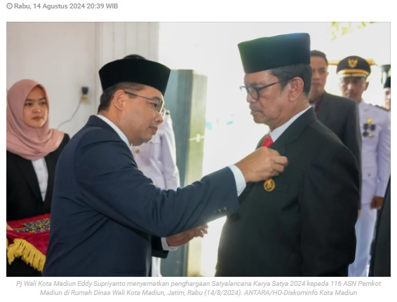 116 ASN Pemkot Madiun terima Satyalancana Karya Satya
