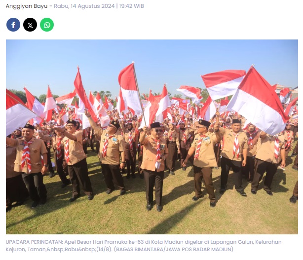 Pesan Pj Wali Kota Madiun di Apel Besar Hari Pramuka ke-63, Pertahankan Pramuka sebagai Dasar Pendidikan