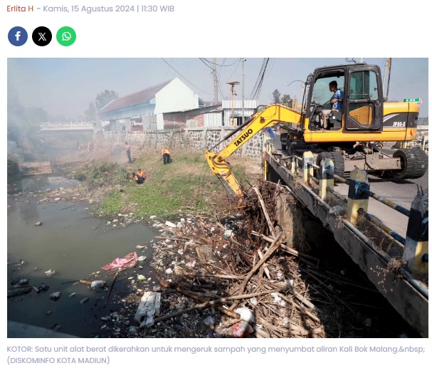 Cegah Banjir di Kota Madiun, Pemkot Keruk Sampah Kali Bok Malang