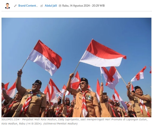 Ratusan Anggota Ikuti Apel Besar Hari Pramuka 2024, Ini Pesan Wali Kota Madiun