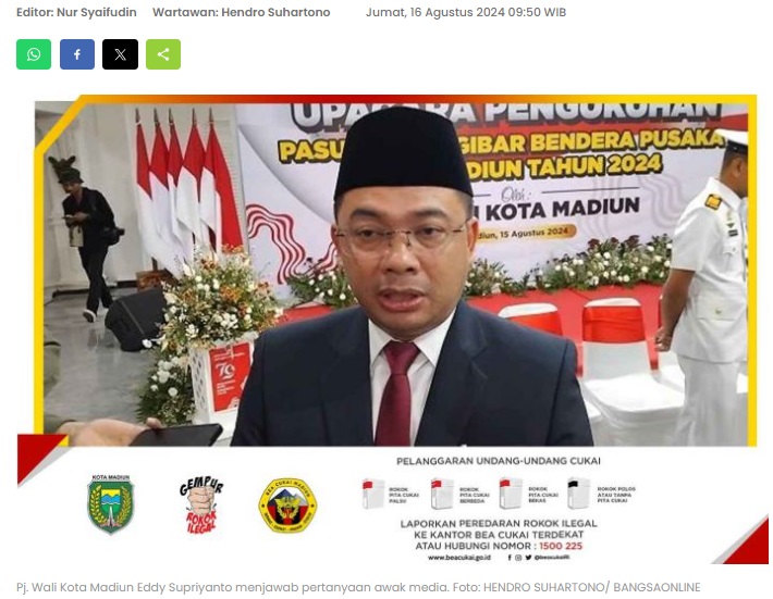 Kukuhkan Paskibraka Kota Madiun untuk HUT ke-79 RI, Pj Wali Kota Beri Pesan Mendalam