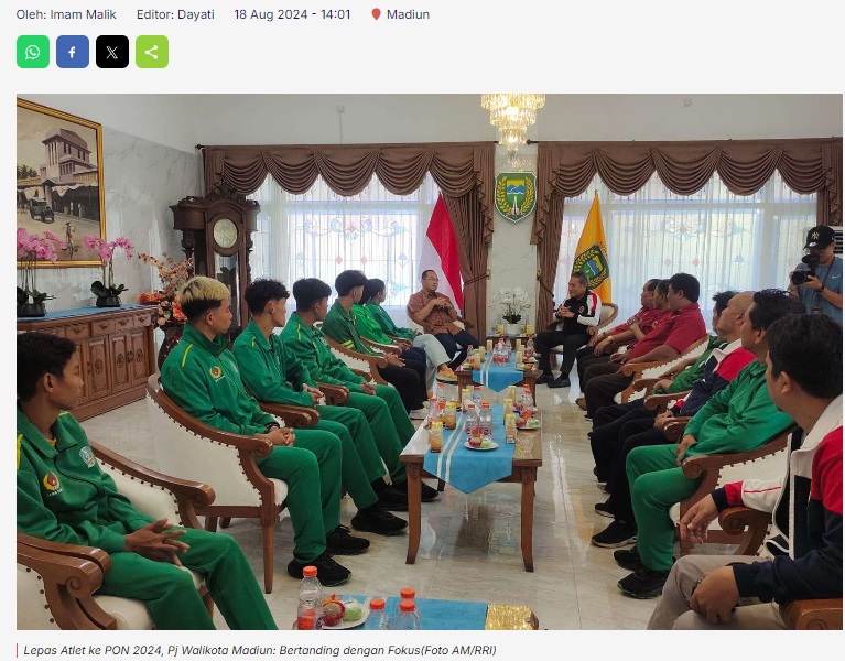 Lepas Atlet ke PON 2024, Pj Walikota Madiun: Bertanding dengan Fokus