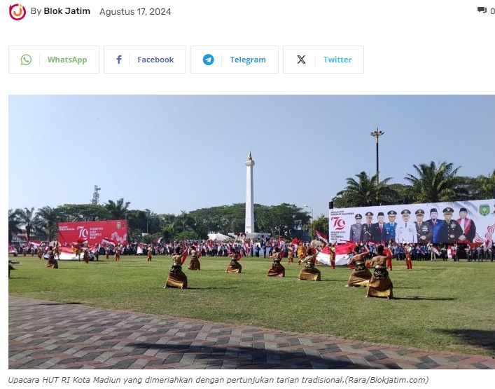 Tarian Tradisional, Meriahkan Upacara HUT RI ke – 79 Kota Madiun