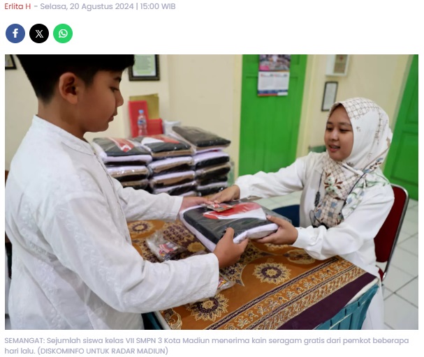 Seragam Gratis Bikin Siswa di Kota Madiun Senang, Sekolah Sarankan ke Penjahit Lokal