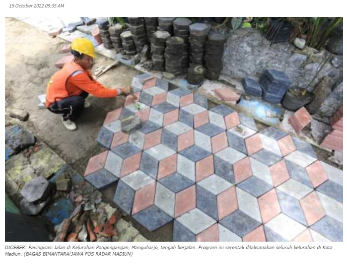 Proyek Pavingisasi Jalan Kampung di Kota Madiun Dimulai